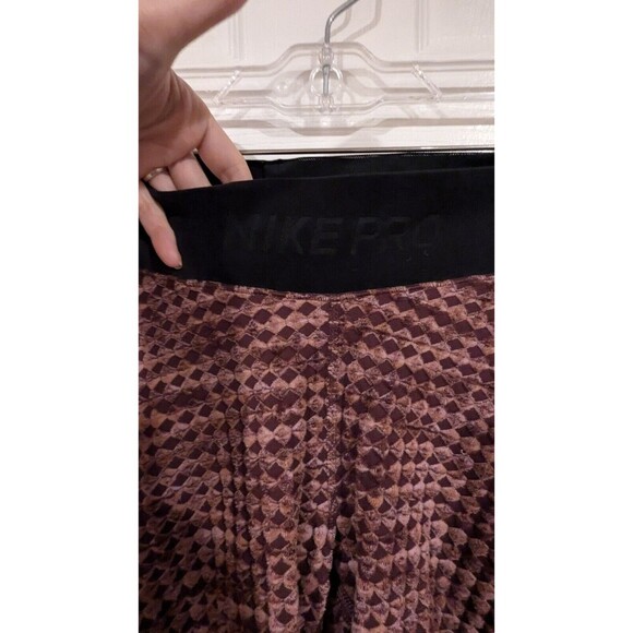 Nike pro women's Sz S Velvet Burnout tights brown Fall Warm Soft Unique - Picture 5 of 5